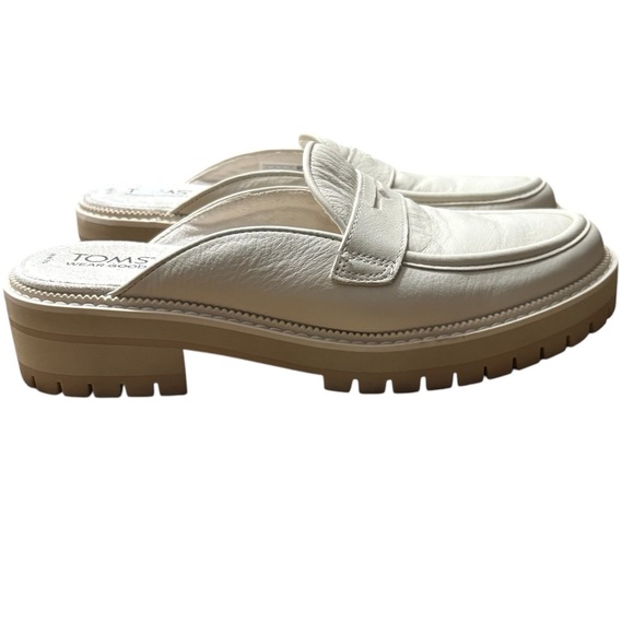 TOMS Cara Leather Loafer Mules in Light Sand Size 7.5 — GORGEOUS STAPLE!!! - Picture 2 of 9
